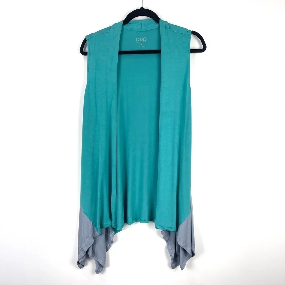 LOGO by Lori Goldstein Sleeveless Open Front Handkerchief Tunic Vest Size Medium